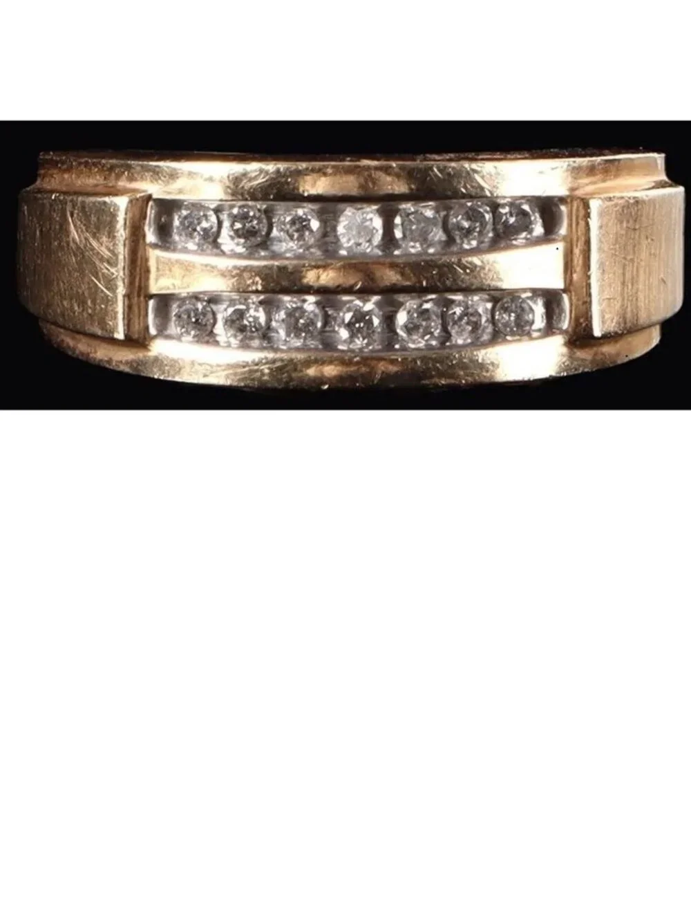 10K yellow gold round diamond men's ring size 8 - Picture 6 of 13